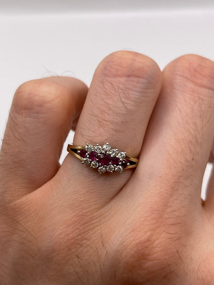 9ct gold ruby and diamond ring