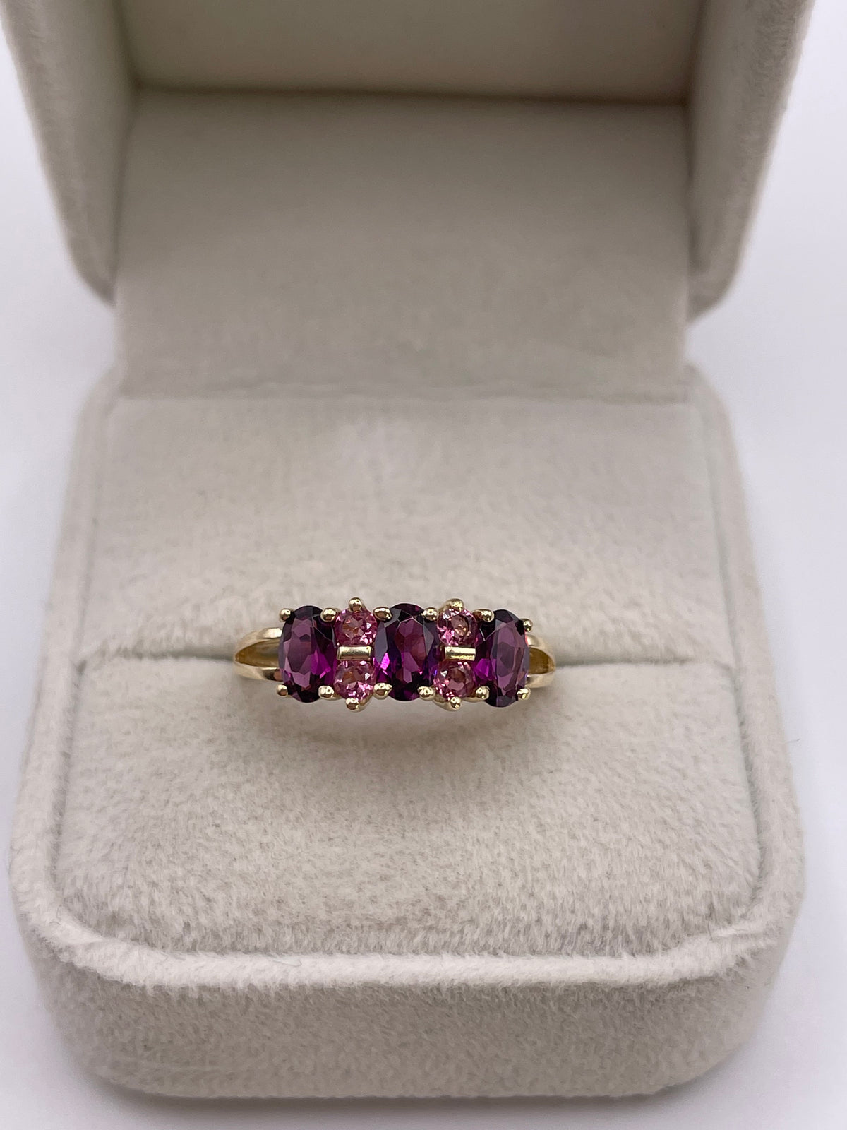 9ct gold garnet and tourmaline ring