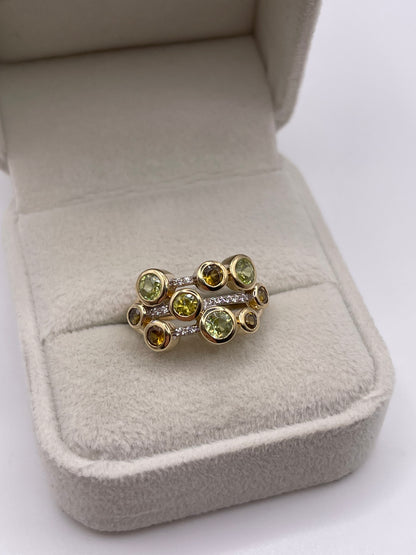 9ct gold sphene and zircon ring