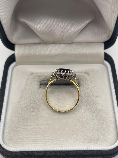 18ct gold amethyst and diamond ring