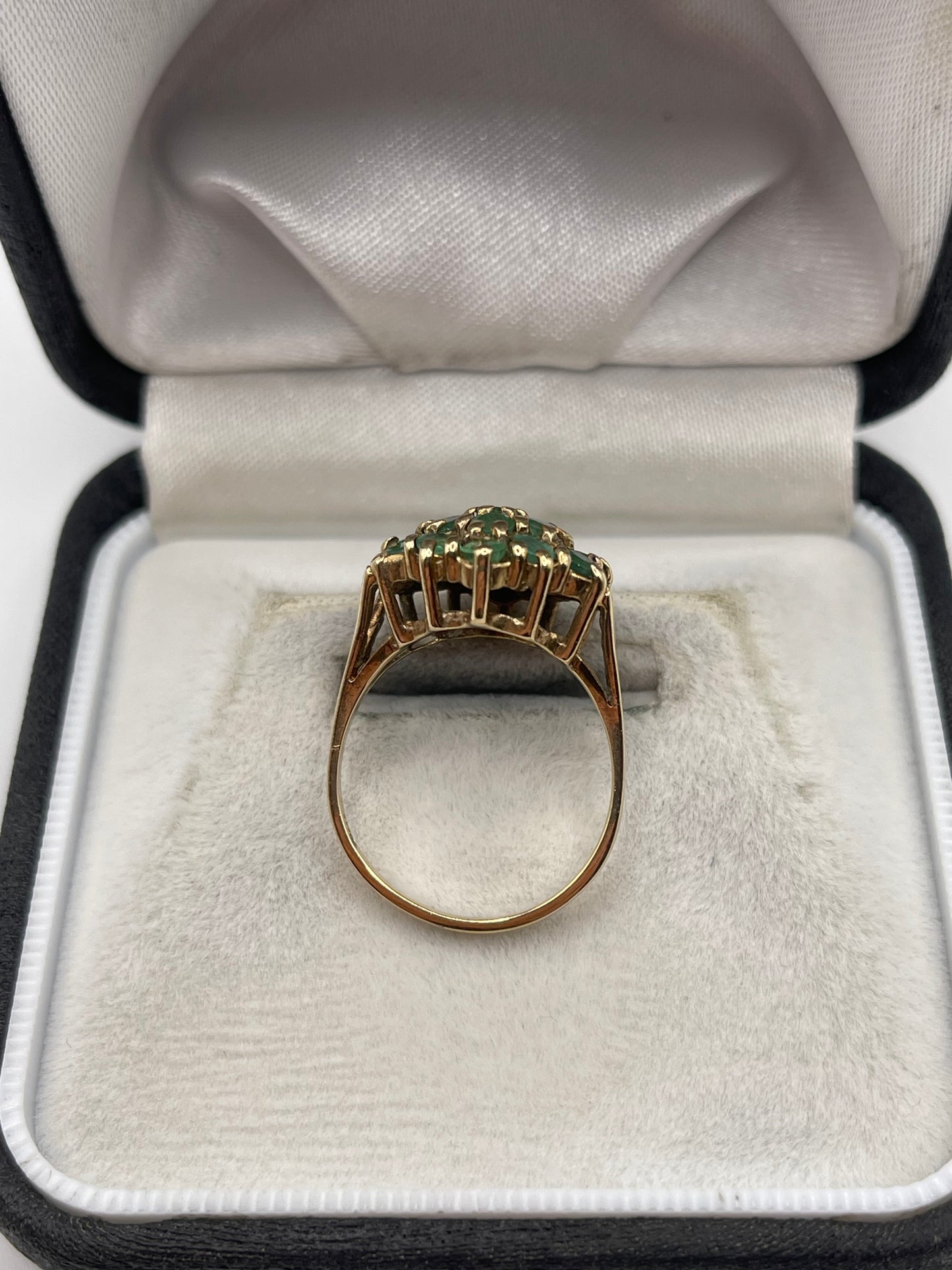 9ct gold emerald cluster ring