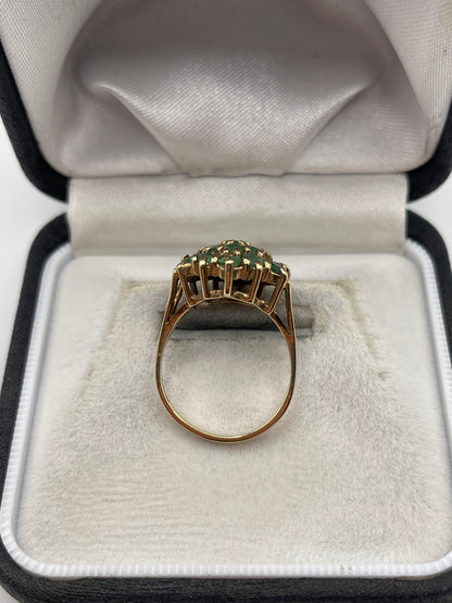 9ct gold emerald cluster ring