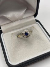 Load image into Gallery viewer, 18ct gold platinum sapphire and diamond ring
