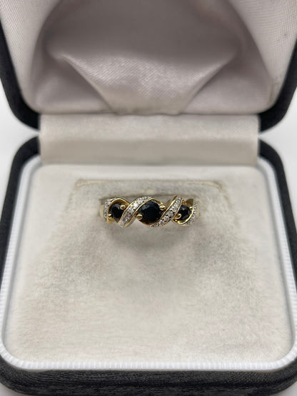 9ct gold sapphire and diamond ring
