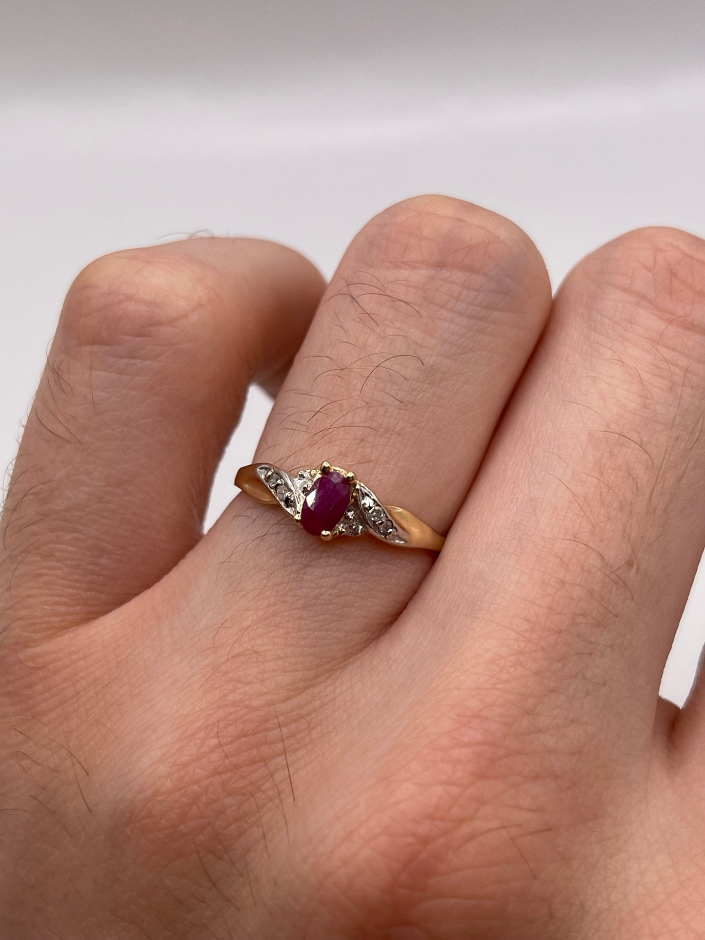 9ct gold ruby and diamond ring
