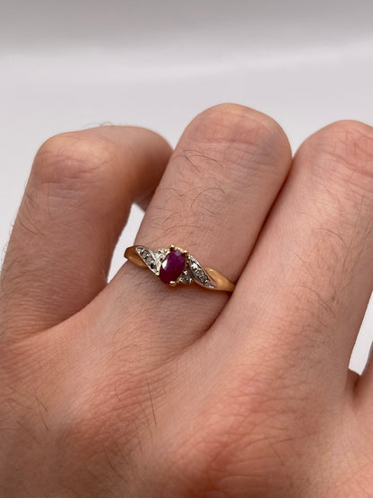 9ct gold ruby and diamond ring