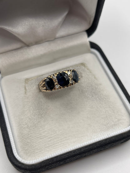 9ct gold sapphire and diamond ring