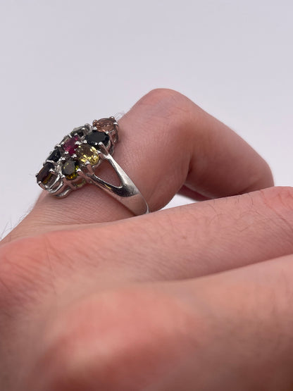 Silver gemstone ring