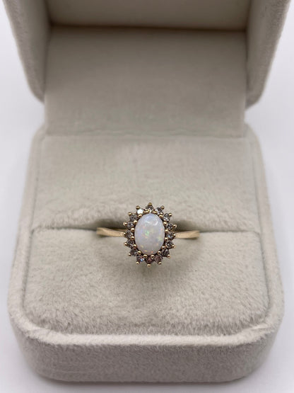 9ct gold opal and diamond ring
