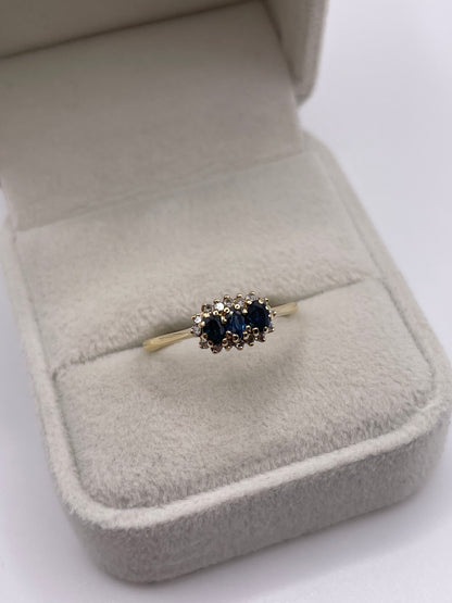 9ct gold sapphire and diamond ring
