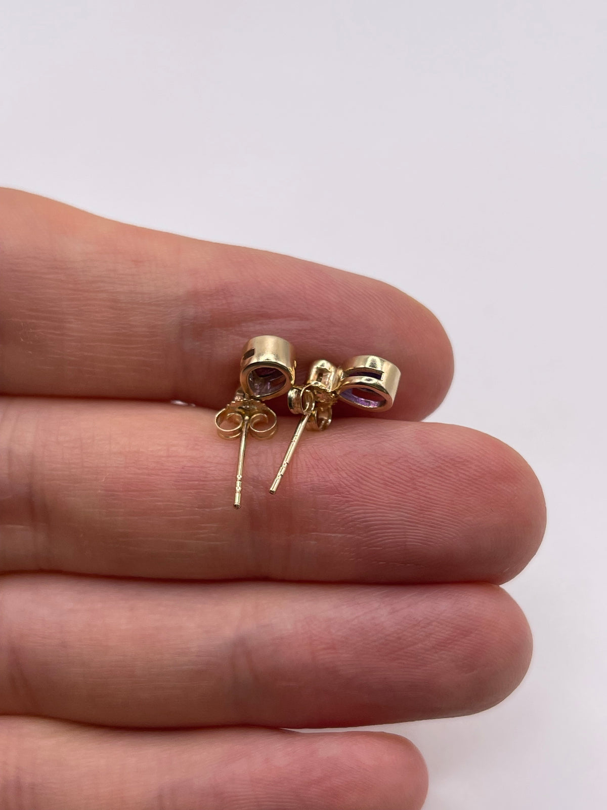 9ct gold amethyst and diamond earrings