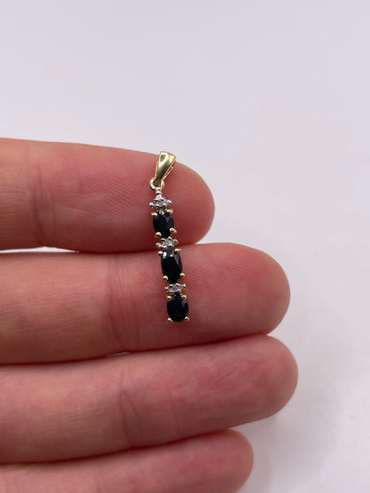 9ct gold sapphire and diamond pendant