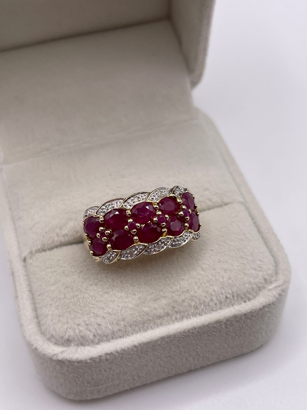 9ct gold ruby and diamond ring