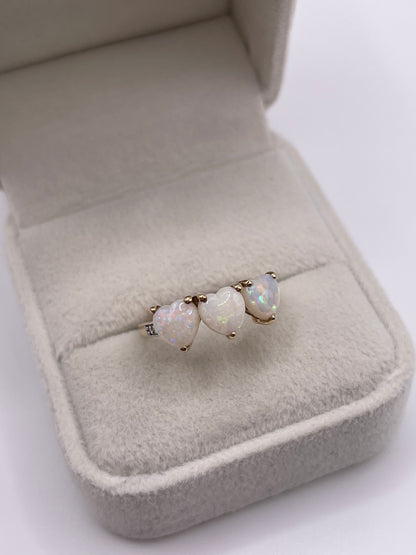 9ct gold opal ring and diamond ring