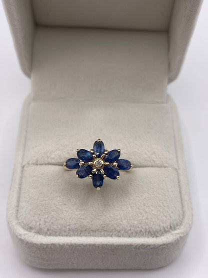 9ct gold sapphire and diamond ring