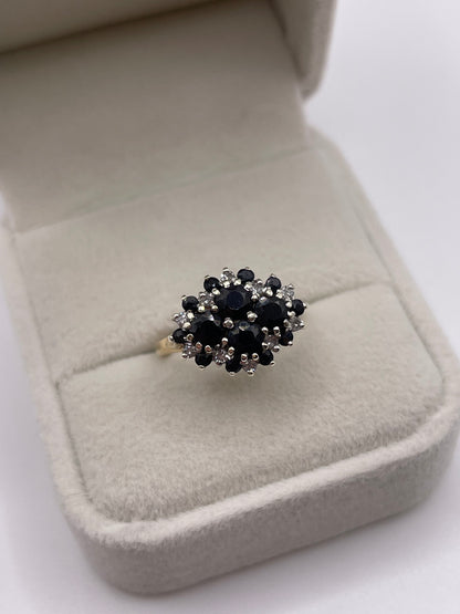 9ct gold sapphire and diamond ring