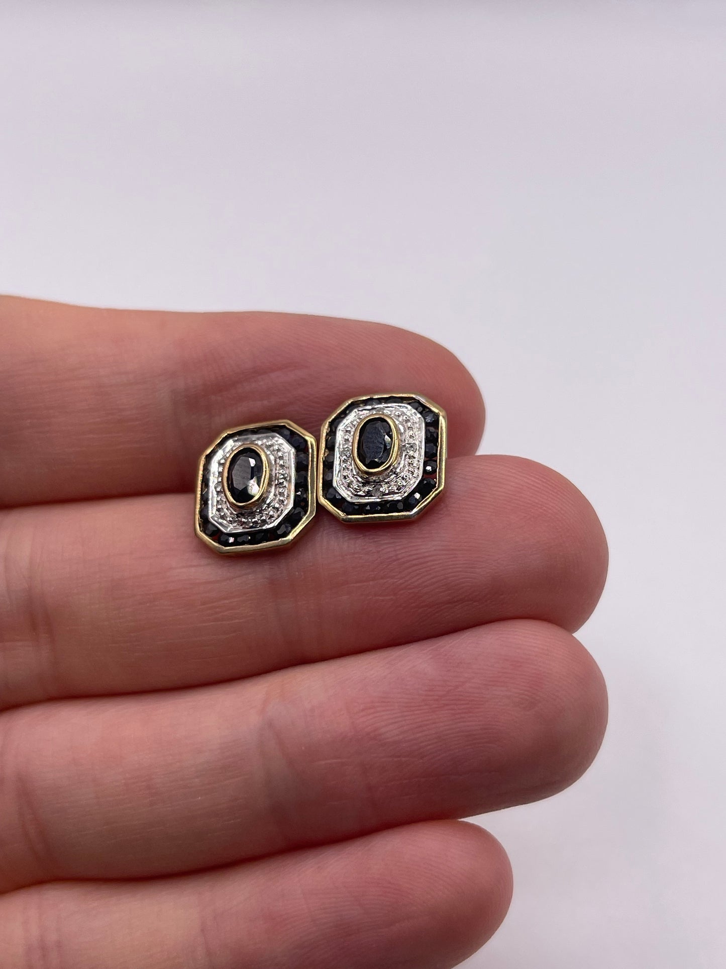 9ct gold sapphire and diamond earrings
