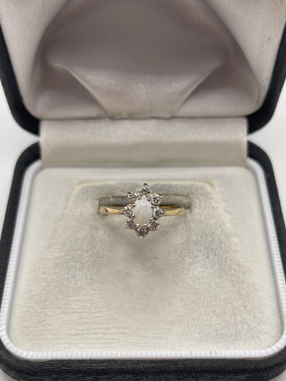 9ct gold opal and cz ring