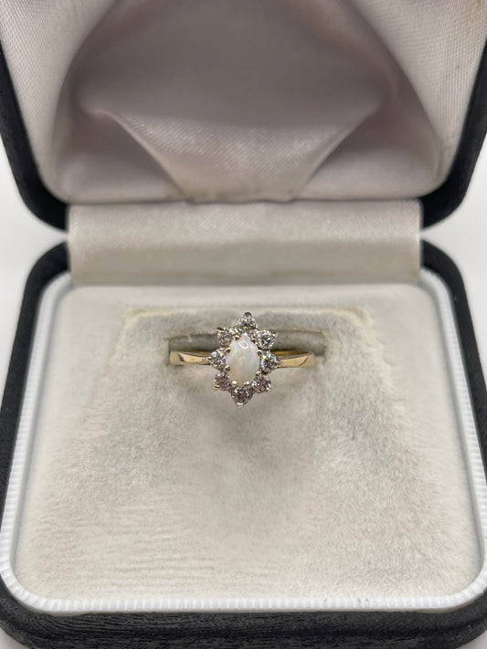 9ct gold opal and cz ring