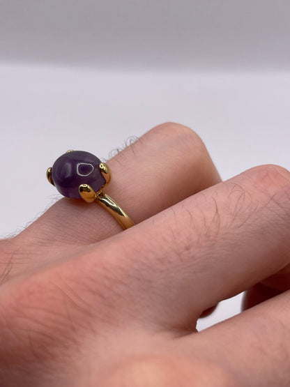Silver cabochon amethyst ring