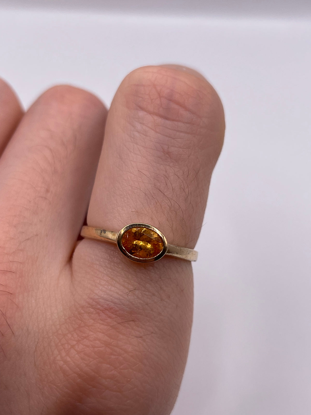 9ct gold orange sapphire ring