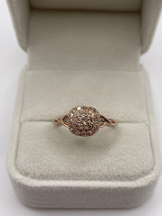 9ct rose gold diamond cluster ring