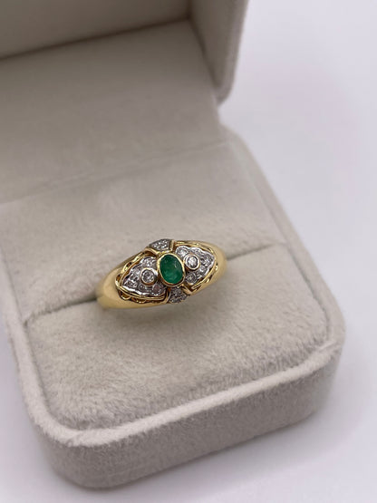18ct gold emerald and diamond ring