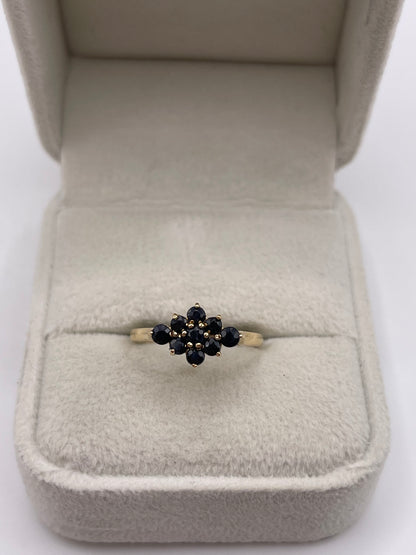 9ct gold sapphire cluster ring