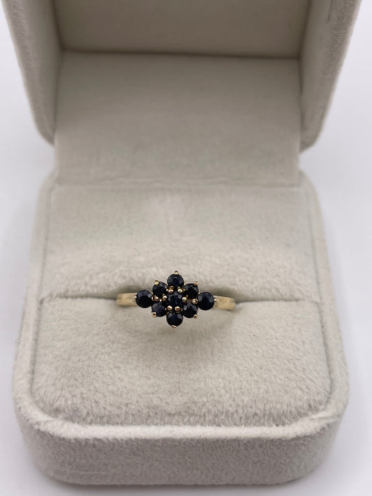 9ct gold sapphire cluster ring