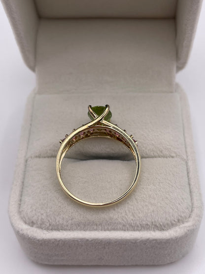 9ct gold peridot and tourmaline ring