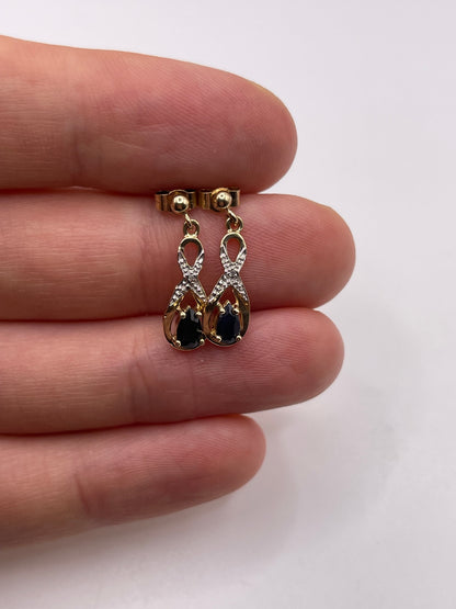 9ct gold sapphire and diamond earrings