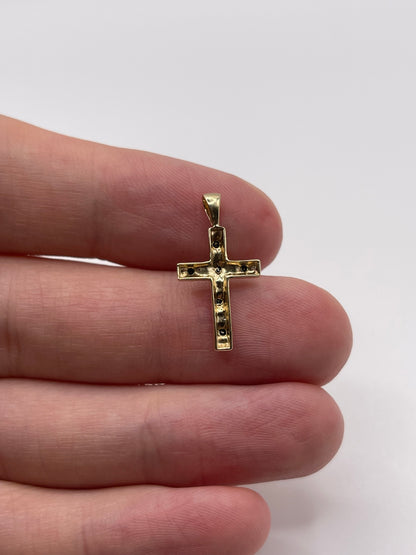 9ct gold black diamond cross pendant