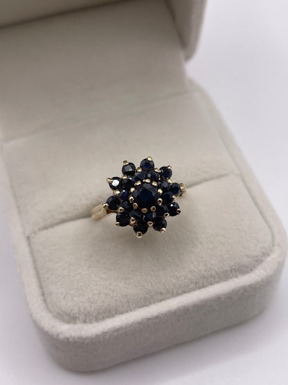 9ct gold sapphire cluster ring