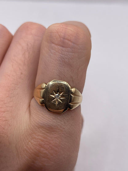 9ct gold diamond signet ring