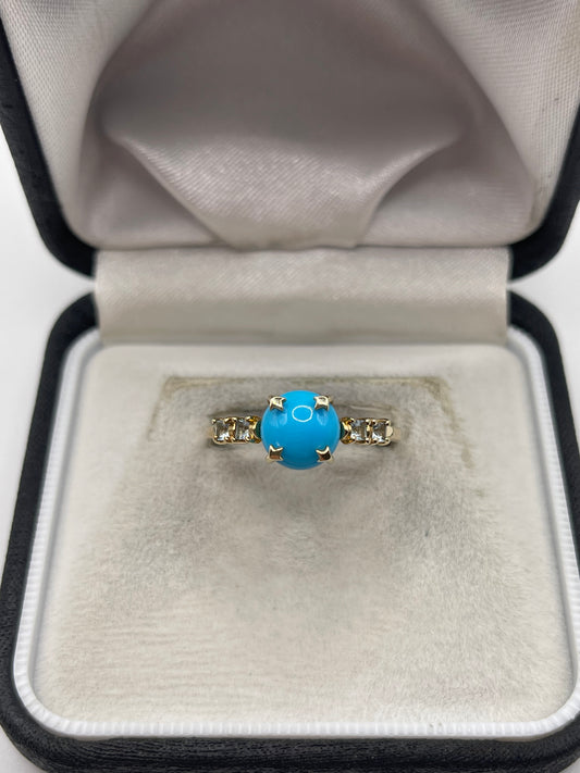 9ct gold turquoise and aquamarine ring