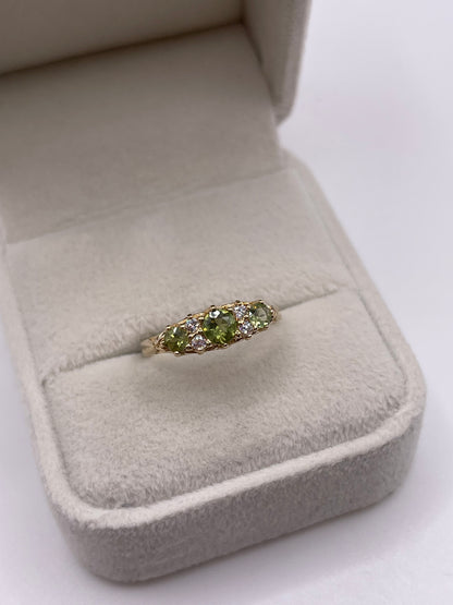 9ct gold peridot and diamond ring