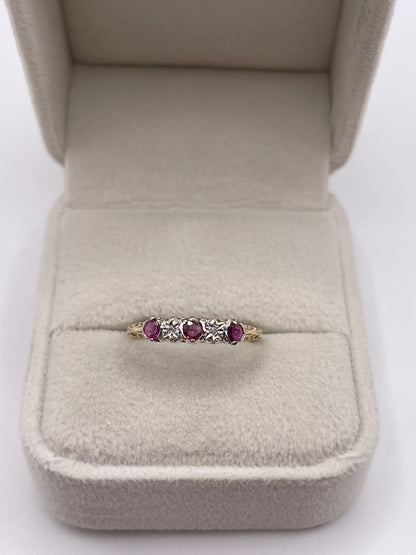 9ct gold ruby and diamond ring