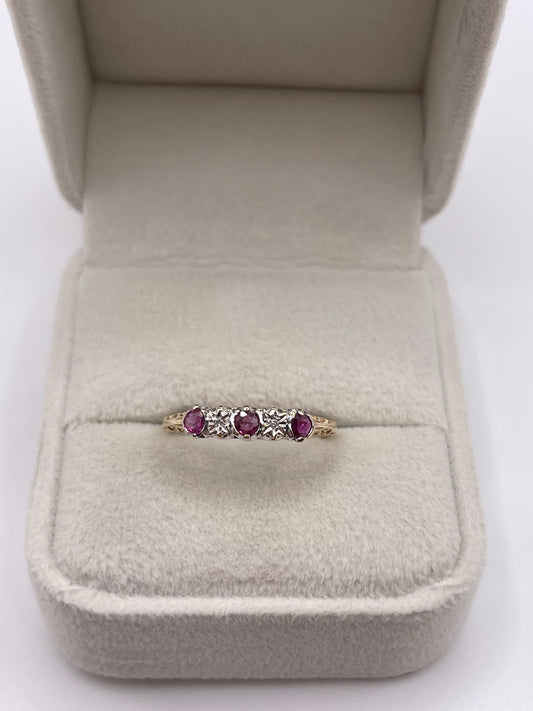 9ct gold ruby and diamond ring
