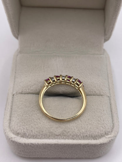 9ct gold ruby and diamond ring