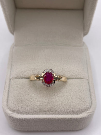9ct gold ruby and diamond ring