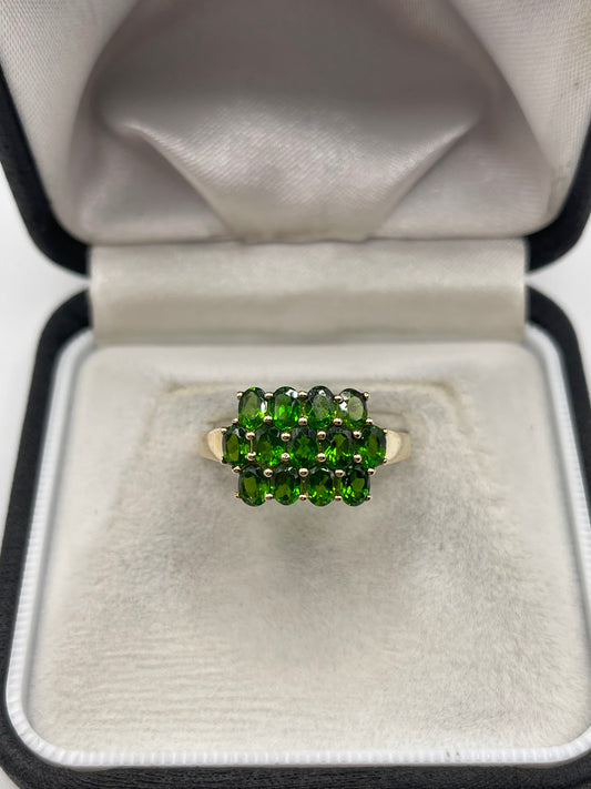 9ct gold diopside cluster ring