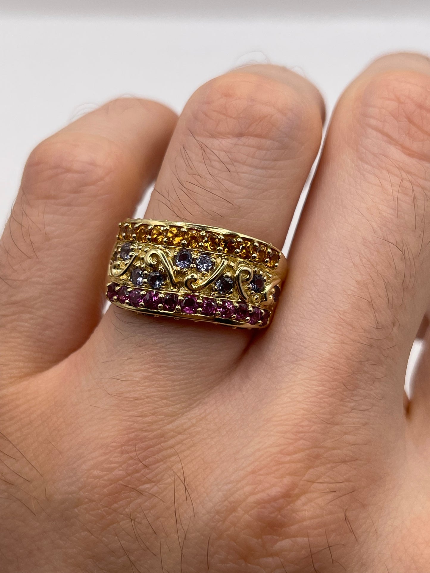 9ct gold multi gemstone ring