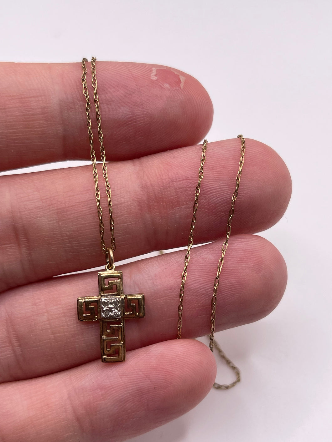 9ct gold diamond cross necklace