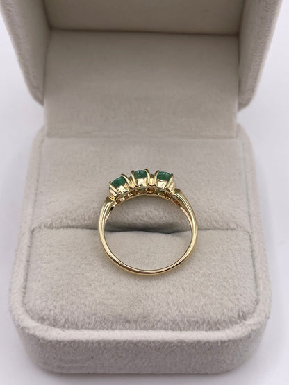 9ct gold emerald and diamond ring