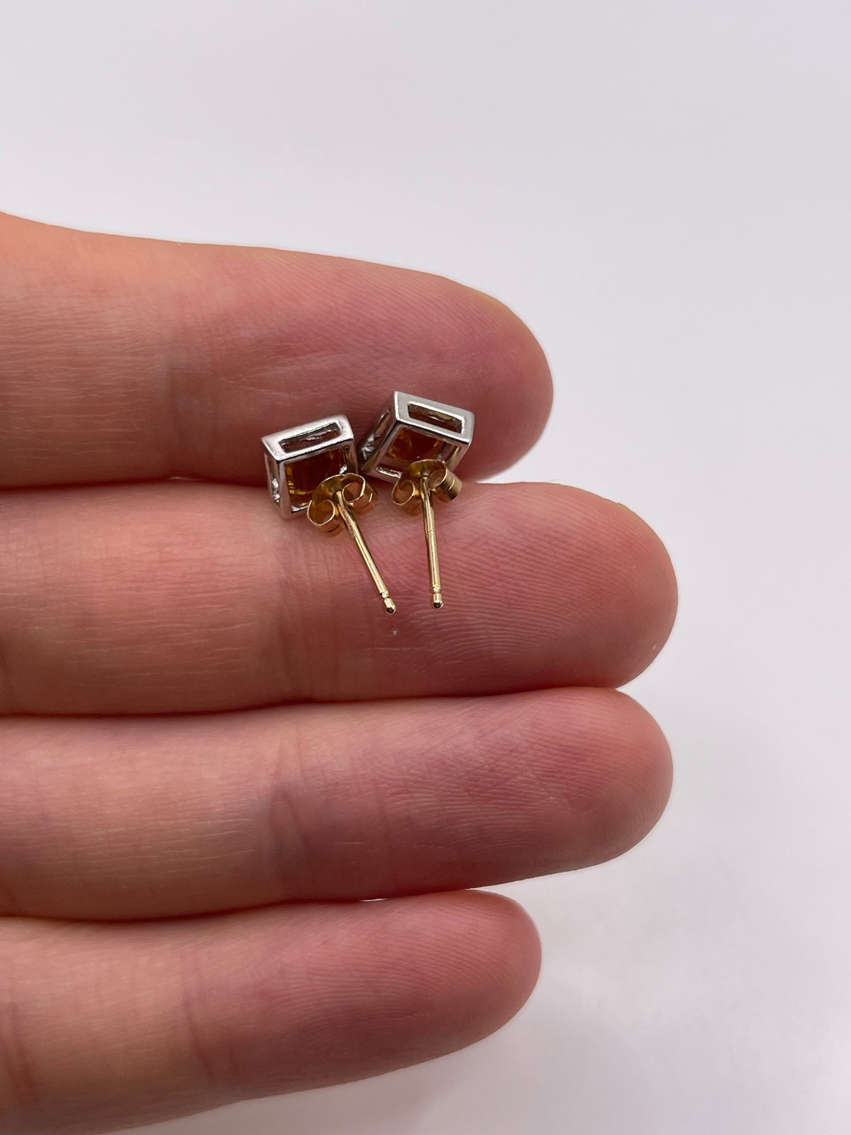 9ct two tone gold citrine earrings