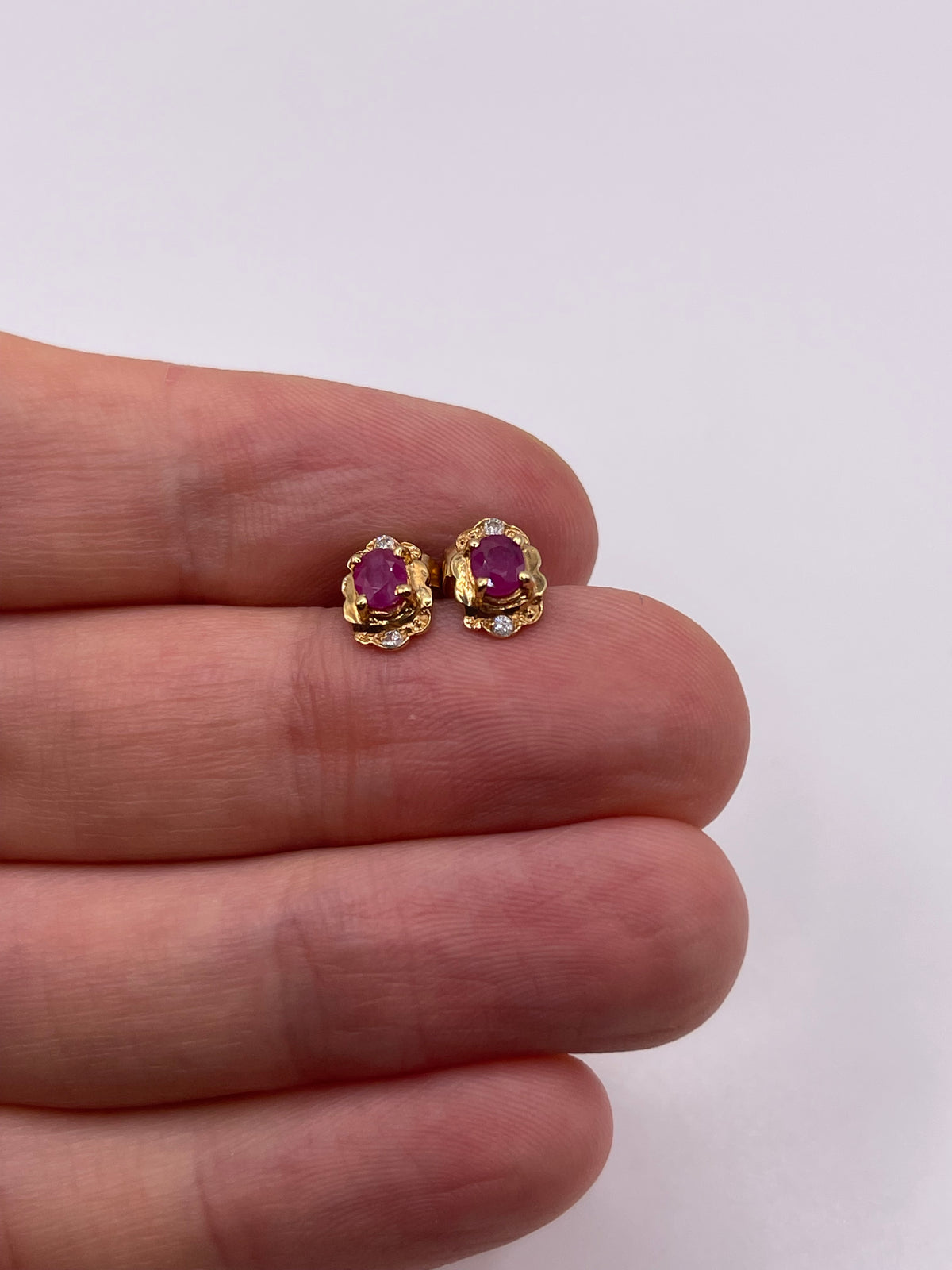9ct gold ruby and diamond earrings