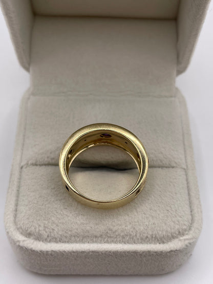 9ct gold garnet, amethyst, sapphire and diamond ring