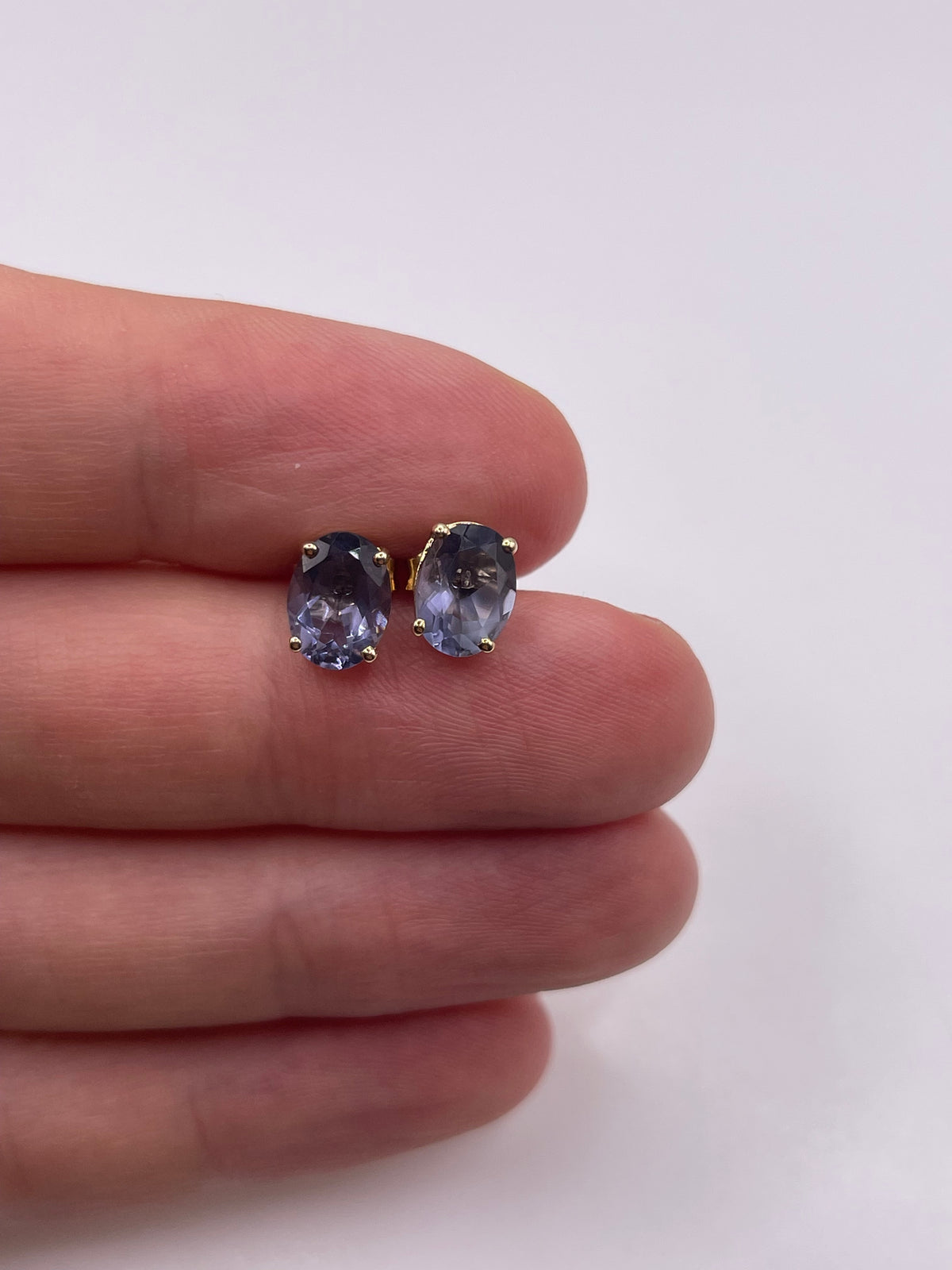 9ct gold iolite earrings