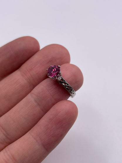 Silver pink topaz ring