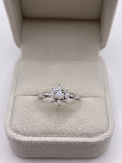 9ct white gold opal cluster ring
